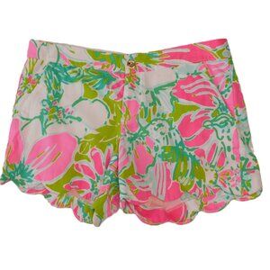 Lilly Pulitzer Buttercup Shorts | Pink & Green Floral Hibiscus | Prep | EUC | 6
